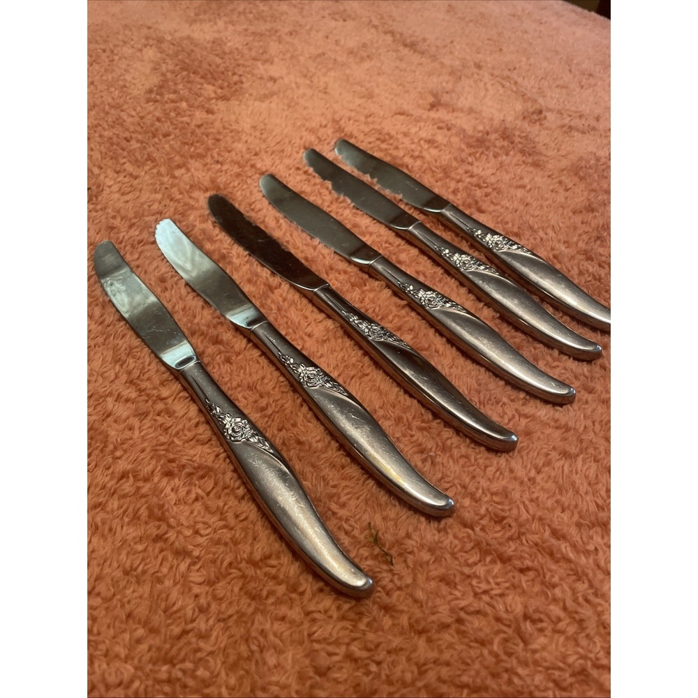 Oneida LTD Wm Rogers LA ROSE Premier Stainless  Set Of 6 butter knives